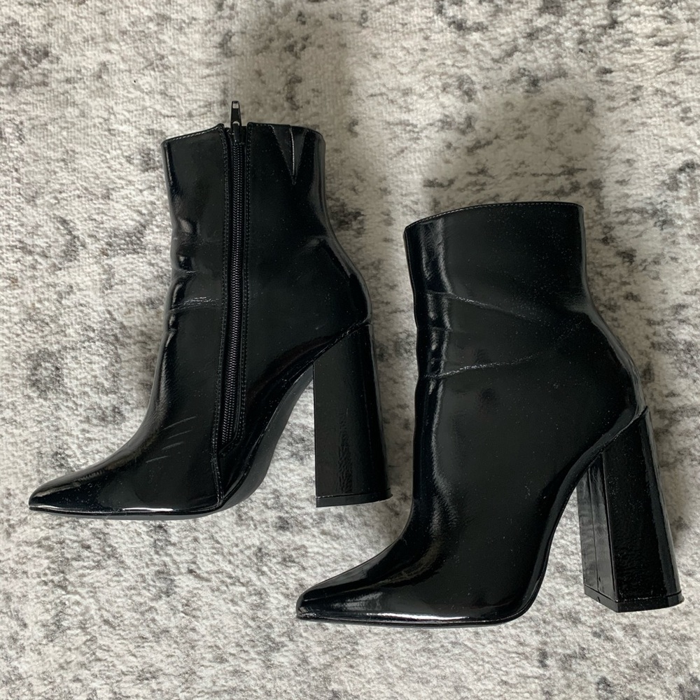 Black Patent Ankle Boots